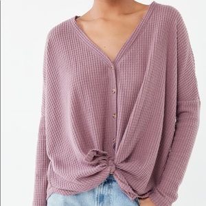out from under/uo button up thermal top